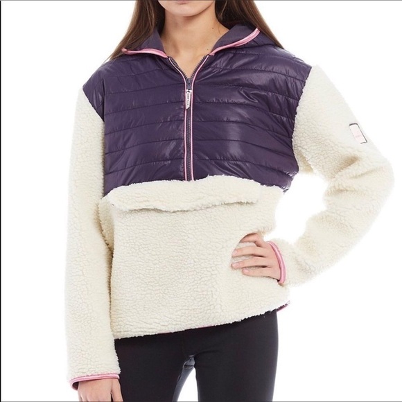 ivory ella Jackets & Blazers - Ivory Ella Sherpa and puffer hooded jacket 1/4 zip Size XL